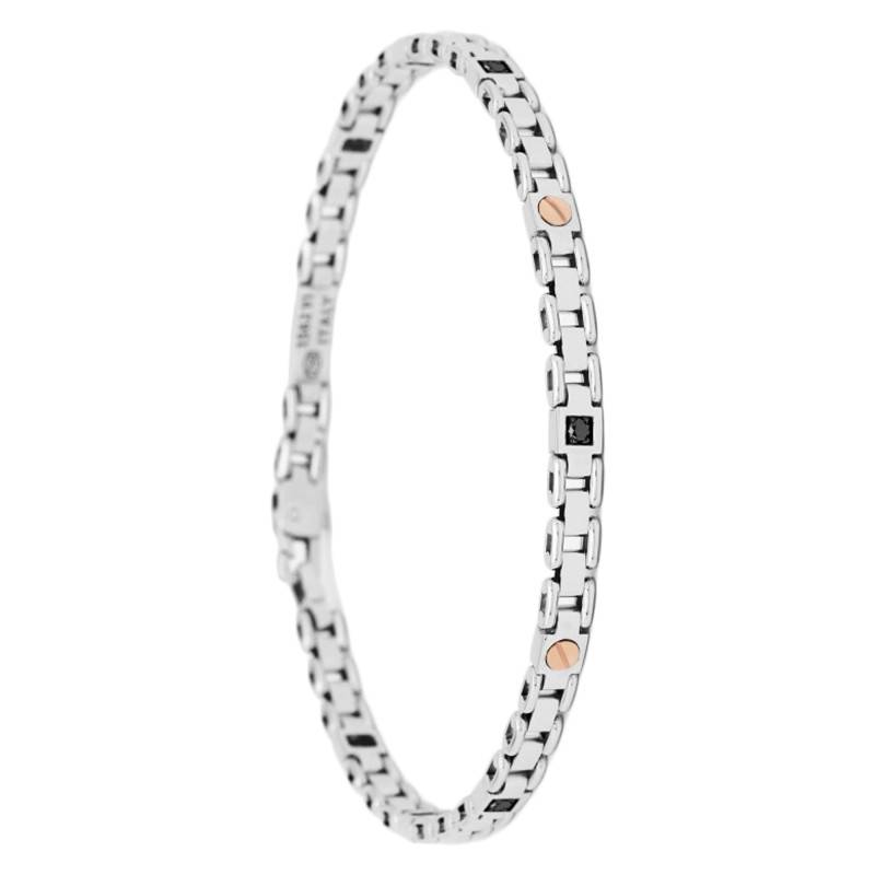 Insignia 750 Two-Tone Gold & Black Diamond Bracelet, 19 cm to 21 cm - EB818BR - Zancan