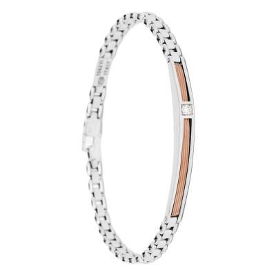 750 White Gold & Diamond Insignia Bracelet, Length 19 cm to 21 cm - EB824BR - Zancan