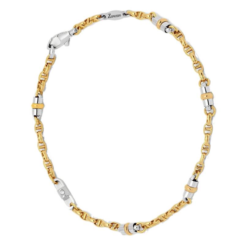 Insignia 750 Yellow Gold & Diamond Mariner Chain Bracelet, 19 cm to 21 cm - EB703GB - Zancan