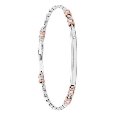 750/1000 White Gold & Diamond Insignia Bracelet, 19 cm to 21 cm - EB704BR - Zancan