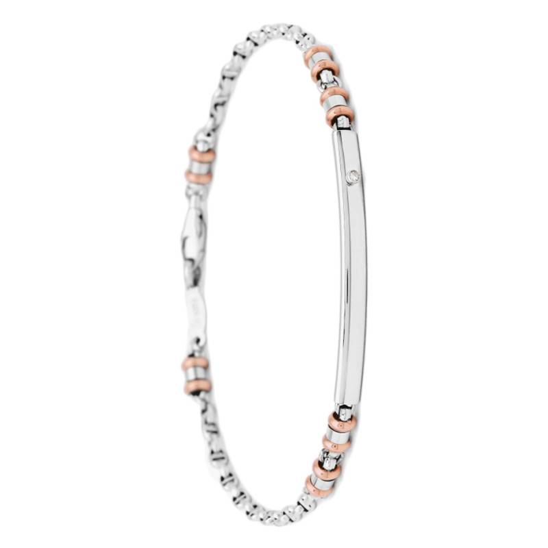 750/1000 White Gold & Diamond Insignia Bracelet, 19 cm to 21 cm - EB704BR - Zancan
