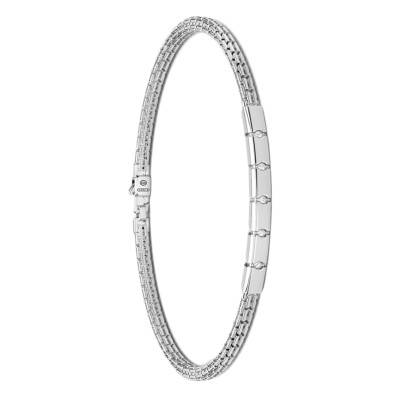 925 Sterling Silver & White Sapphires Insignia Bracelet, 21 cm - ESB156 - Zancan
