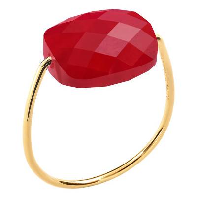 Bague Quartz Rouge Coussin & Or Jaune 750 - Morganne Bello