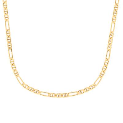 750/1000 Yellow Gold Alternating Mariner Chain, Length 40 cm, Width 2 mm to 6 mm - Manillon