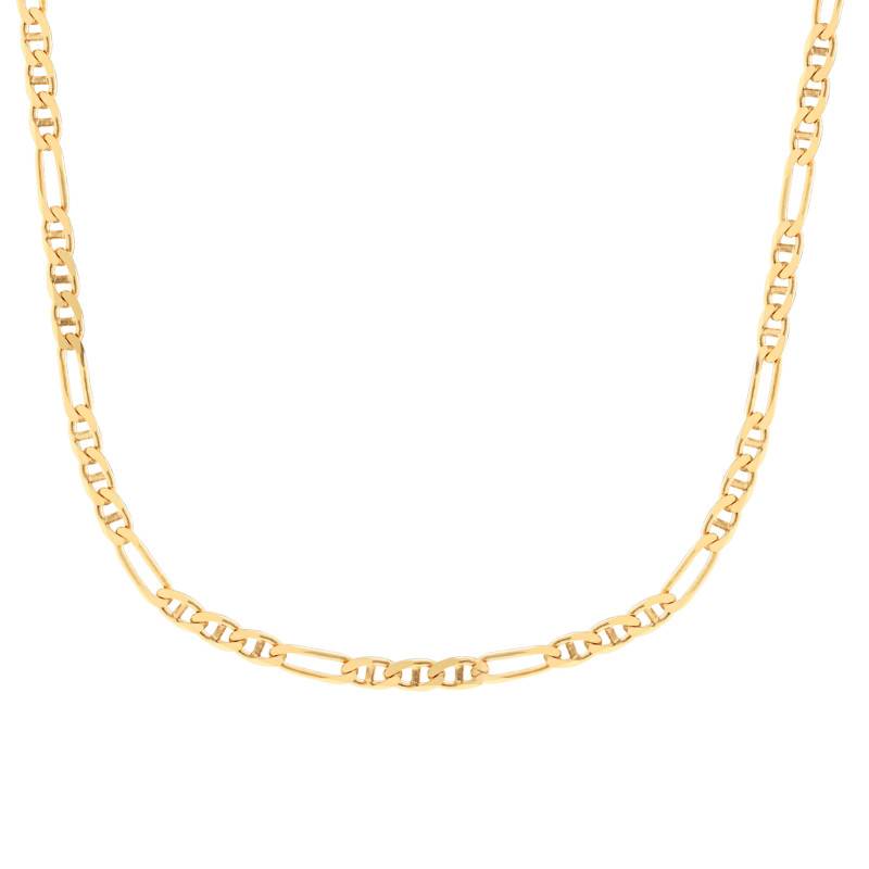 375/1000 Yellow Gold Alternating Mariner Chain, 55 cm Length, 2 mm or 3 mm Width - Manillon