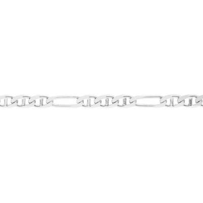 750/1000 White Gold Alternating Mariner Chain, 40 cm, 3 mm Wide - Manillon