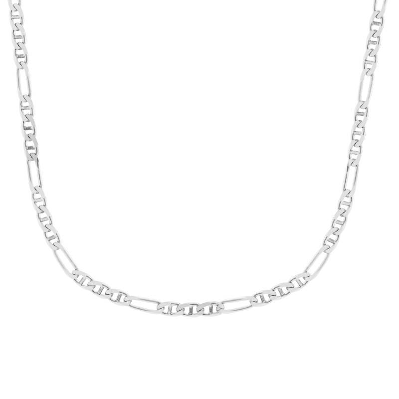 750/1000 White Gold Alternating Mariner Chain, 50 cm, 3 mm Wide - Manillon