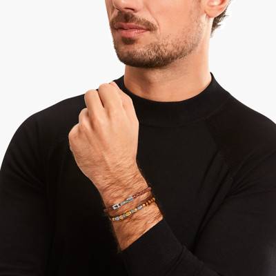 Rebel Basics Thin Brown Leather & 925 Silver Bracelet, Length 15 cm to 19 cm, Width 4 mm - A2147-682-2 - Thomas Sabo