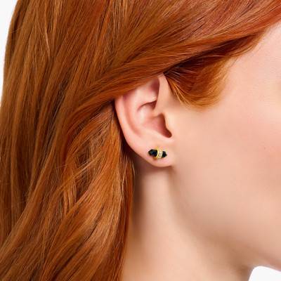 Cosmic Amulets Yellow Gold-Plated & Black Onyx Stud Earrings - H2281-177-11 - Thomas Sabo
