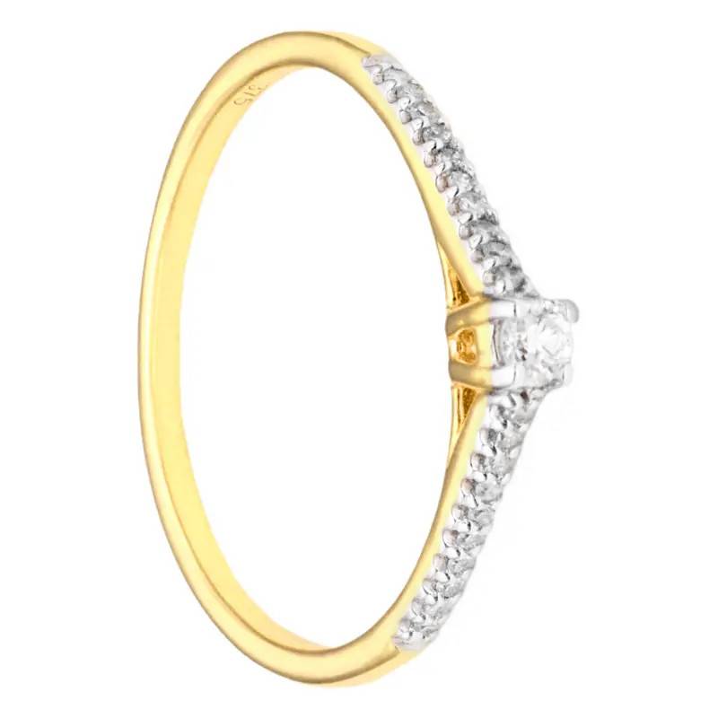 Solitaire Accompagn Diamants 0 10 ct Or Jaune 375 Divine Ocarat