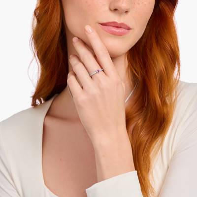 Bague Solitaire Coeur Argent 925 avec pierres blanches et rouge - TR2448-640-10 - Thomas Sabo