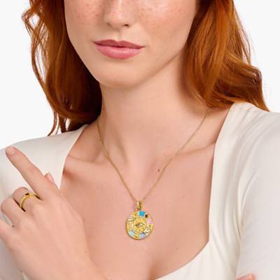 Pendentif Roue de la Fortune Symboles cosmiques en Plaqué Or Jaune & Pierres Multicolores - PE962-471-7 - Thomas Sabo