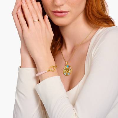 Bracelet Cosmic Amulets en Plaqué Or Jaune, Quartz Rose & Zircones, Longueur 16 à 19 cm, Largeur 7,00 mm - A2134-414-9 - Thomas Sabo
