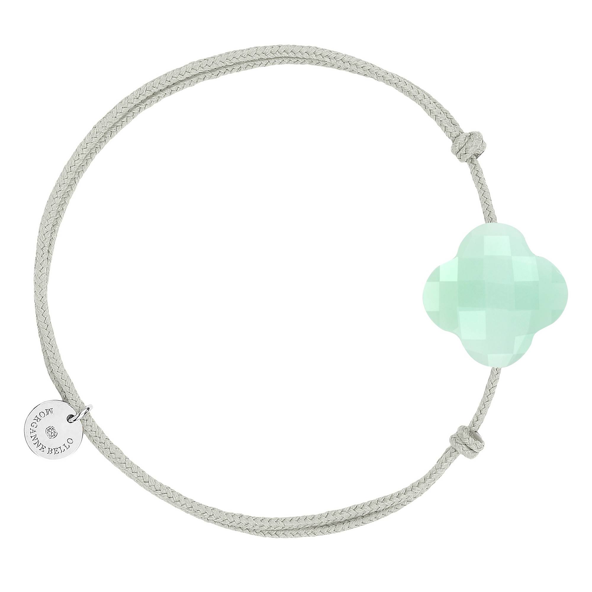Bracelet Cordon Gris Trèfle Chrysoprase Morganne Bello Ocarat