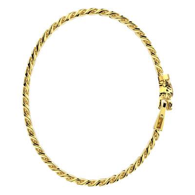 Gold 925 Silver Cubane Wolf Bracelet, Length 19 cm to 21 cm - ESB101-G - Zancan