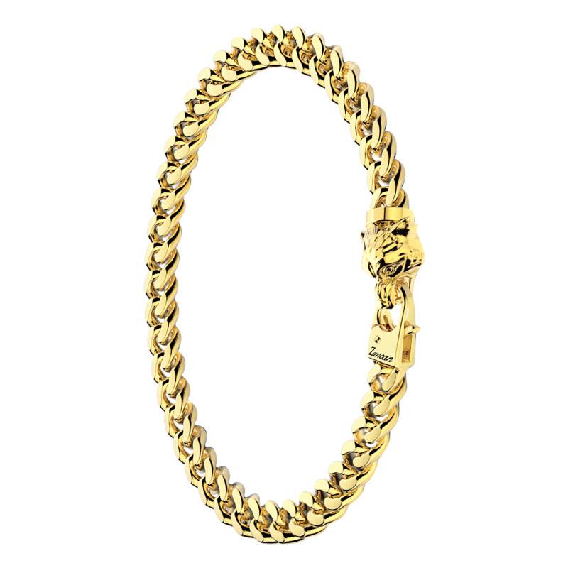 Gold 925 Silver Cubane Wolf Bracelet, Length 19 cm to 21 cm - ESB101-G - Zancan