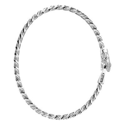 Cubane 925 Silver Snake Bracelet, 19 cm to 21 cm - ESB106-B - Zancan