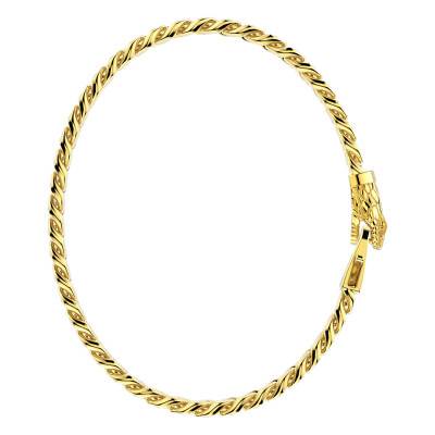 Cubane Yellow Gold-Plated 925 Silver Snake Bracelet, 19 cm to 21 cm - ESB106-G - Zancan