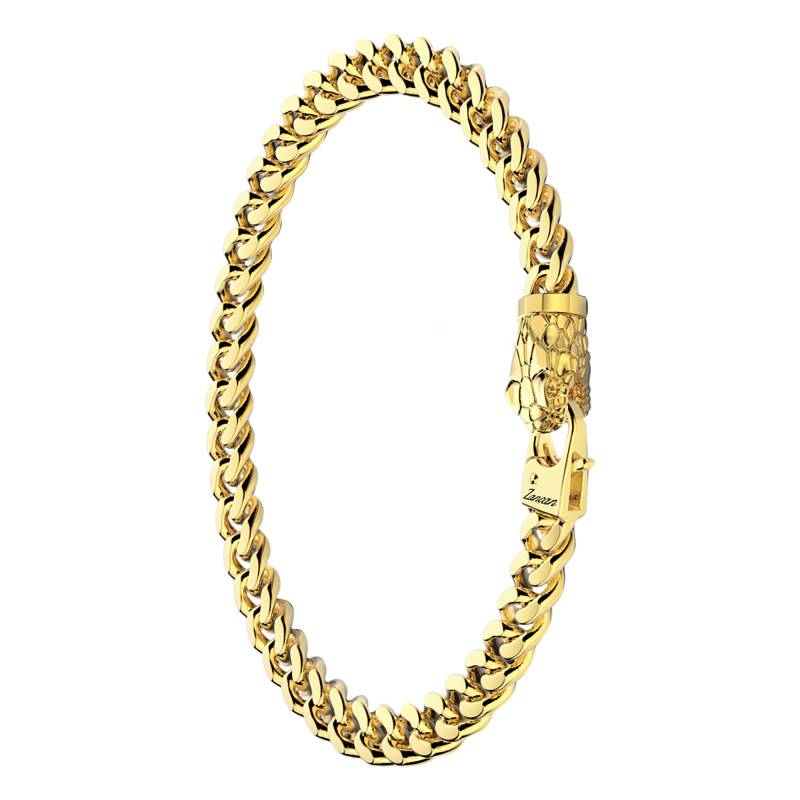 Cubane Yellow Gold-Plated 925 Silver Snake Bracelet, 19 cm to 21 cm - ESB106-G - Zancan