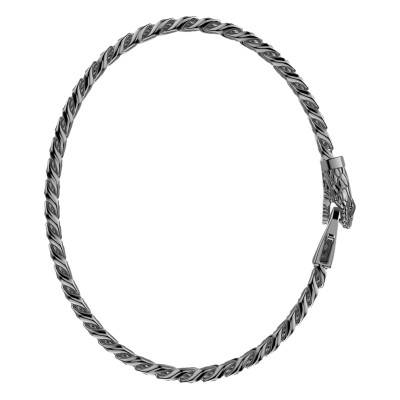 Black 925 Silver Cubane Snake Bracelet, Length 19 cm to 21 cm - ESB106-N - Zancan