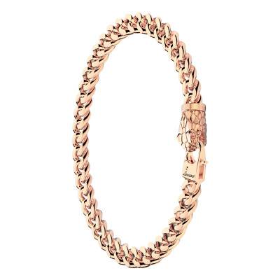 Rose 925 Sterling Silver Cubane Serpent Bracelet, 19 cm to 21 cm - ESB106-R - Zancan