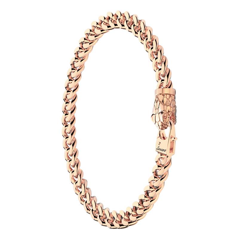 Rose 925 Sterling Silver Cubane Serpent Bracelet, 19 cm to 21 cm - ESB106-R - Zancan