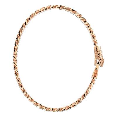 Rose 925 Sterling Silver Cubane Serpent Bracelet, 19 cm to 21 cm - ESB106-R - Zancan