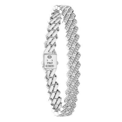 925 Silver & White Sapphire Cosmopolitan Luxury Bracelet, 19 cm to 21 cm Length - ESB217 - Zancan