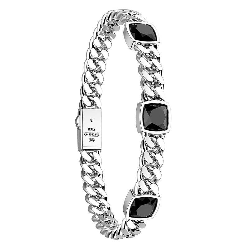 Cosmostone 925 Silver & Black Onyx Bracelet 21 cm - ESB073 - Zancan