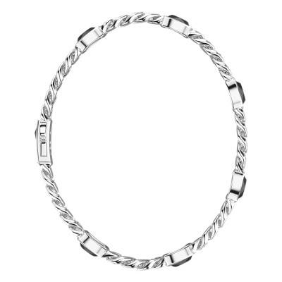 925 Sterling Silver & Black Onyx Cosmostone Bracelet, Length 19 cm to 21 cm - Width 10 mm - ESB074 - Zancan