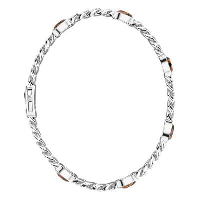 925 Sterling Silver & Tiger's Eye Cosmostone Bracelet, Length 19 cm to 21 cm, Width 8 mm - ESB074-T - Zancan
