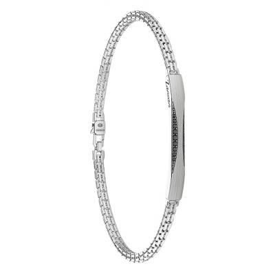 925 Sterling Silver & Black Spinels Insignia Bracelet, Length 19 cm to 21 cm - ESB081 - Zancan