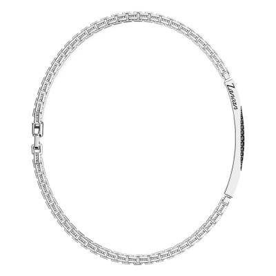 925 Sterling Silver & Black Spinels Insignia Bracelet, Length 19 cm to 21 cm - ESB081 - Zancan