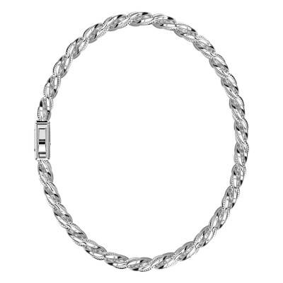Bracelet Cubane Cubaine Striée en Argent 925, Longueur 19 cm à 21 cm - ESB049-B - Zancan