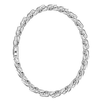 925 Silver Striped Cuban Bracelet, 19 cm to 21 cm Length, 13 mm Width - ESB051-B - Zancan