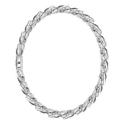 Bracelet Cubane Cubaine Striée Noire en Argent 925, Longueur 19 cm à 21 cm - Largeur 13,00 mm - ESB051-N - Zancan