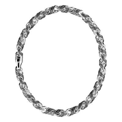 Black 925 Silver Gotik Interlaced Bracelet, Length 19 cm to 21 cm - EXB815-N - Zancan