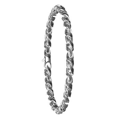 Black 925 Silver Gotik Interlaced Bracelet, Length 19 cm to 21 cm - EXB815-N - Zancan