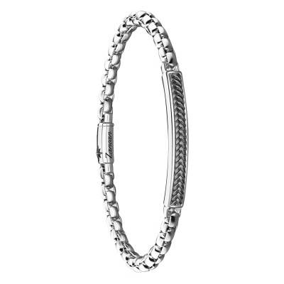 925 Sterling Silver Cosmopolitan Woven Plate Bracelet, Length 19 cm to 21 cm - EXB702-N - Zancan