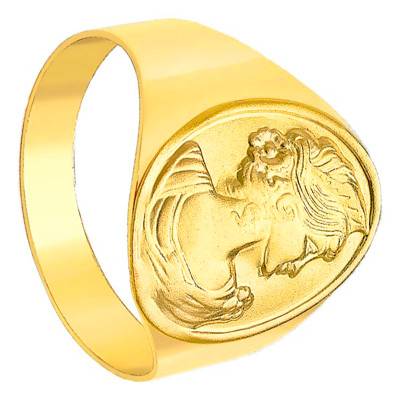 Antique Oval 375/1000 Yellow Gold Signet Ring - Emanessence