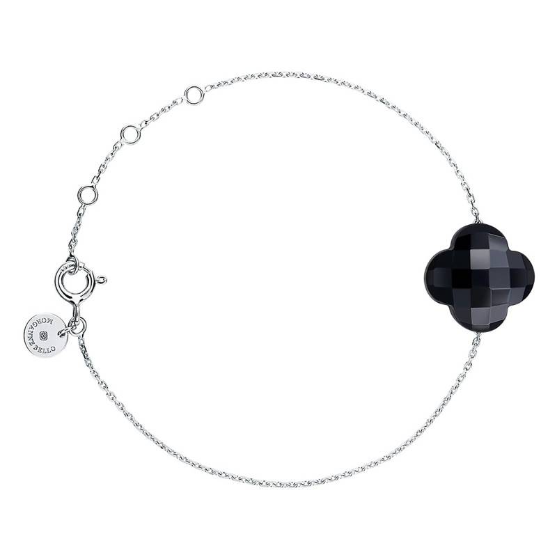 18K/750 White Gold & Black Onyx Clover Bracelet, 17 cm - Morganne Bello