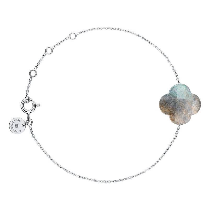 18K/750 White Gold & Labradorite Clover Bracelet, 17 cm - Morganne Bello