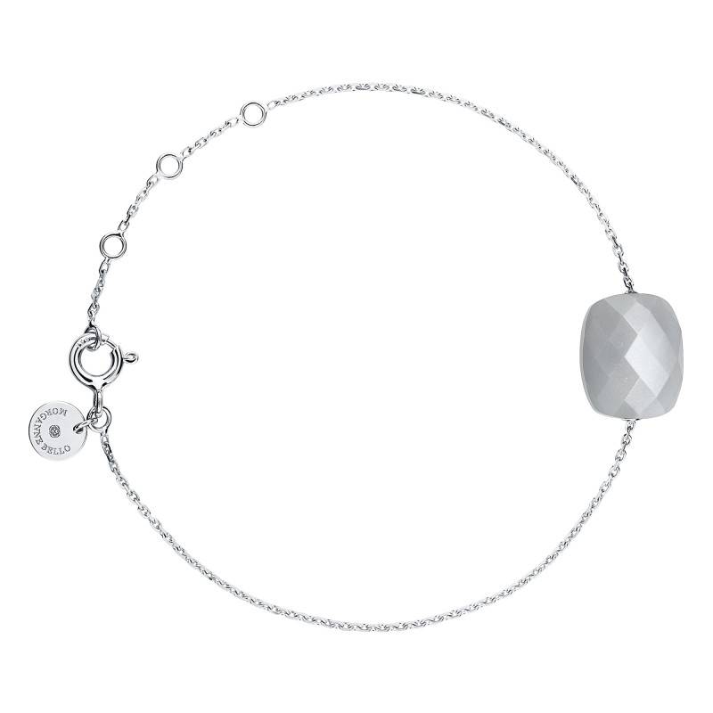 750 White Gold & Cushion Gray Moonstone Bracelet, 17 cm - Morganne Bello