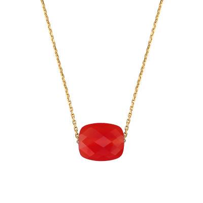 Collier Cornaline Coussin & Or Jaune 750, Longueur 42 cm - Morganne Bello
