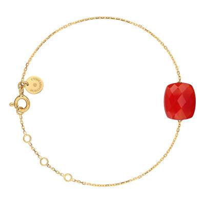 Bracelet Cornaline Coussin & Or Jaune 750, Longueur 17 cm - Morganne Bello