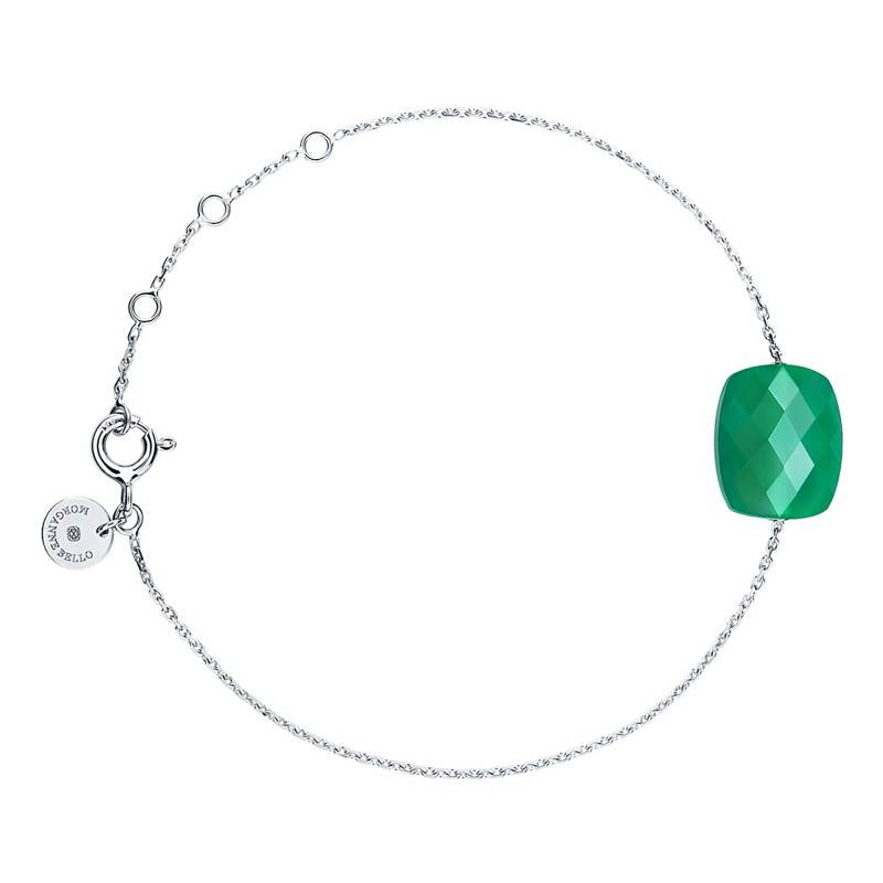 750 White Gold & Cushion Green Agate Bracelet, 17 cm - Morganne Bello