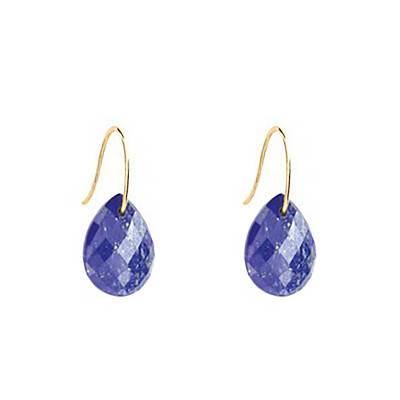 18K Yellow Gold & Lapis Lazuli Drop Earrings - Morganne Bello