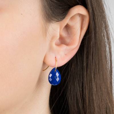 18K Yellow Gold & Lapis Lazuli Drop Earrings - Morganne Bello