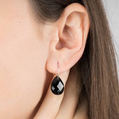 Boucles d'oreilles Alma, Onyx & Or Blanc 750 - Morganne Bello