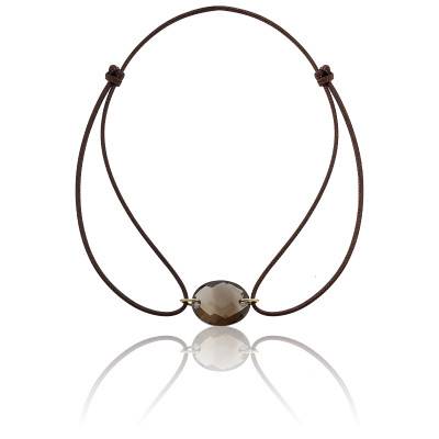 Bracelet Cordon Quartz Fumé Ovale, Ajustable - Les Valentines